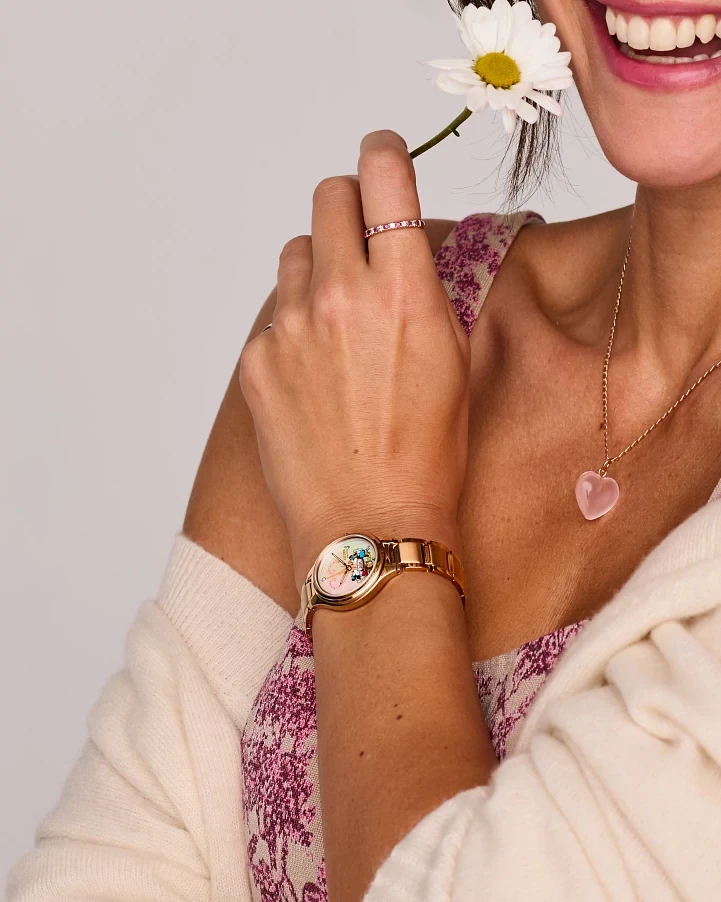 Mickey Mouse & Minnie Mouse Take Paris White Dial Stainless Steel